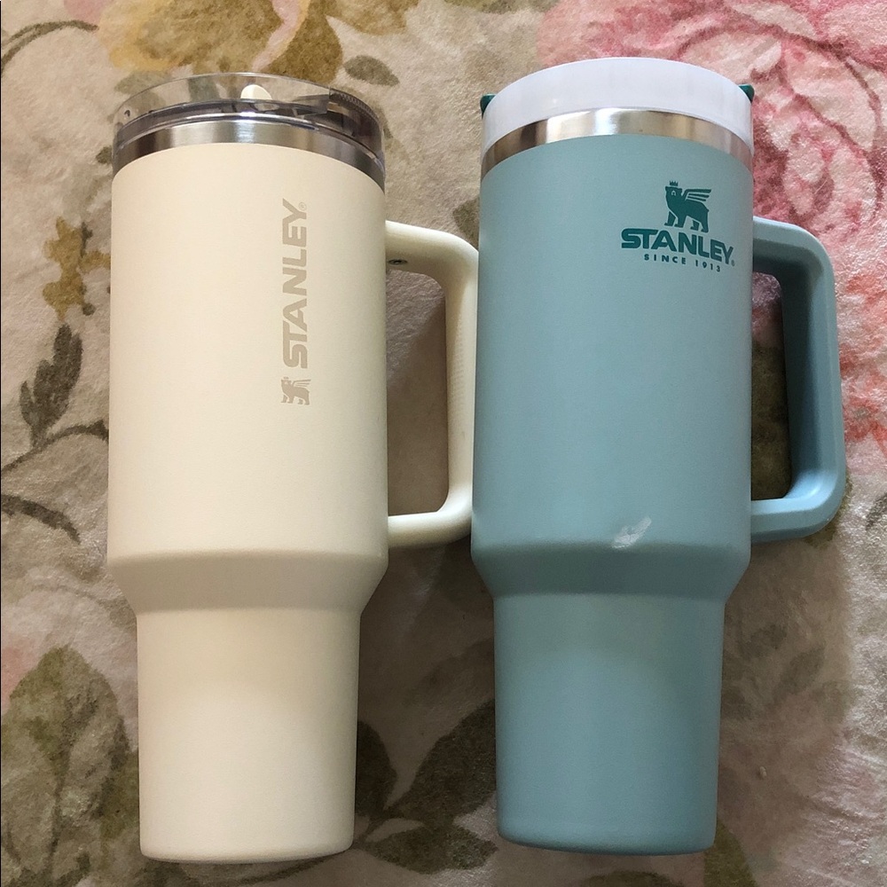 Stanley Cream and Blue Travel Mugs